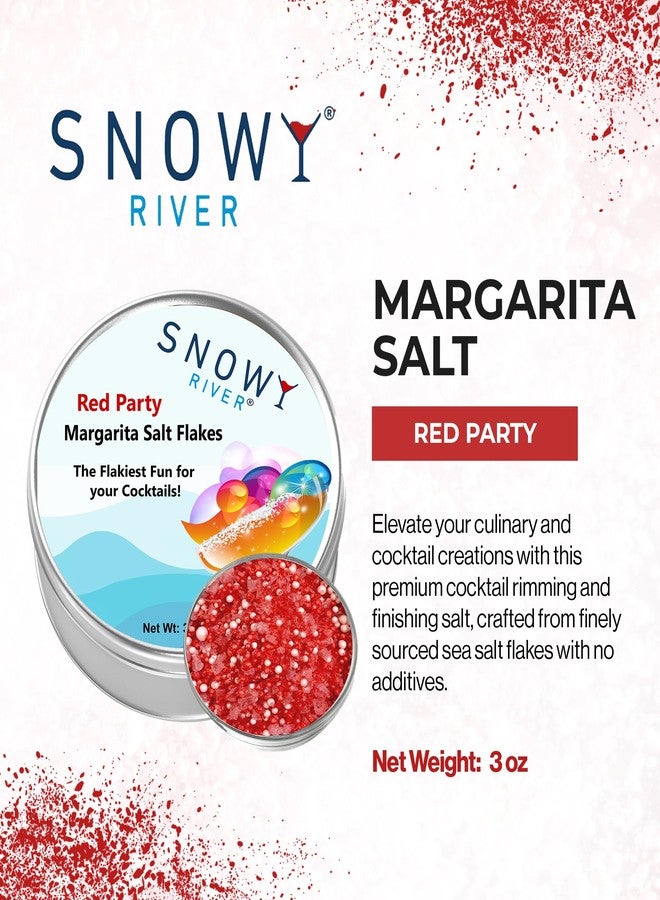 Snowy River Margarita Salt Flakes - Red Party (1x3oz Tin); Naturally Colored Premium Cocktail Rimming Salt; Margarita Rimming; Culinary & Dessert Decorating - Image 2